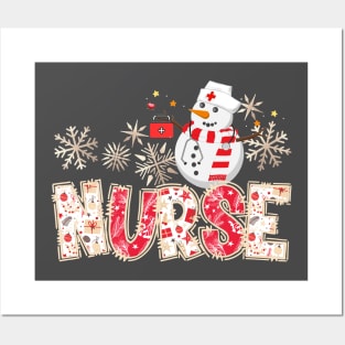 Nurse Life Christmas Snowman Scrub Top Posters and Art